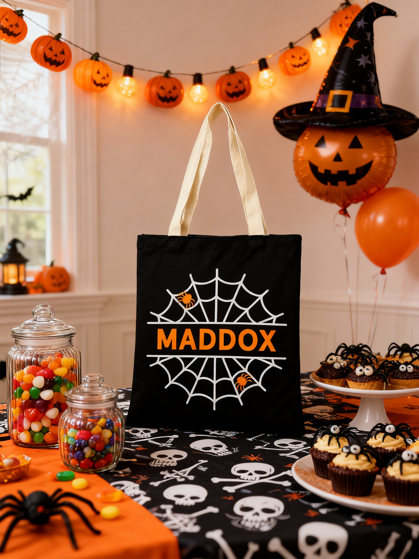 Halloween Spider Web Custom Treat Bag